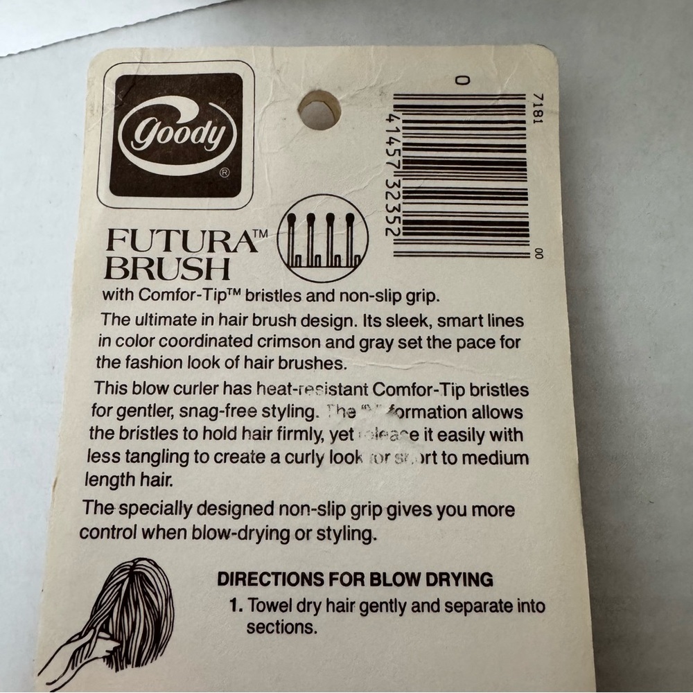Vintage Goody Futura Round Hairbrush 1985 Comfor-Tip Bristles Red Tan Grip - Picture 12 of 14